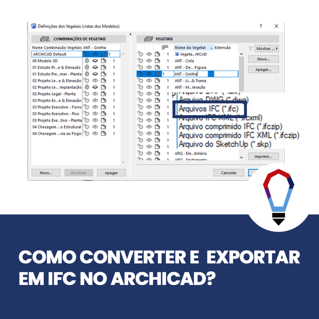como converter e exportar em ifc no archicad