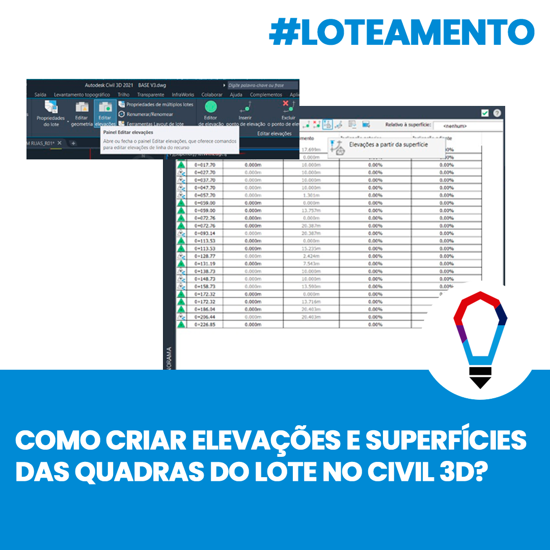 Como criar elevações e superficies das quadras do lote no civil 3d